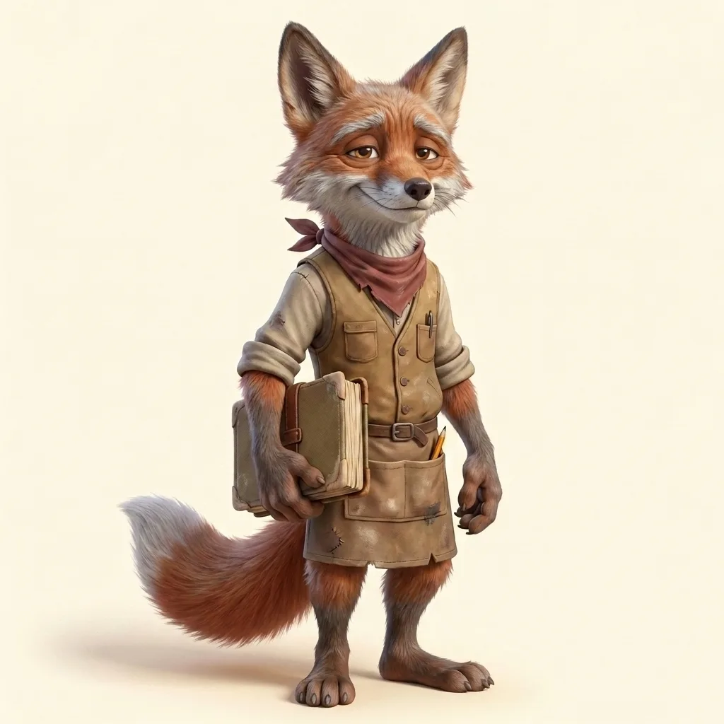 Grandpa Rusty, an old red fox with a silver muzzle