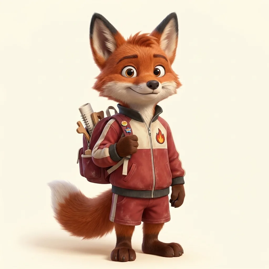 Tumbles, a young red fox with dark ear-tips and a bushy tail